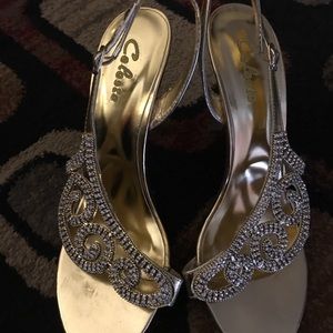 Gold shoes with rhinestones Size 7.5